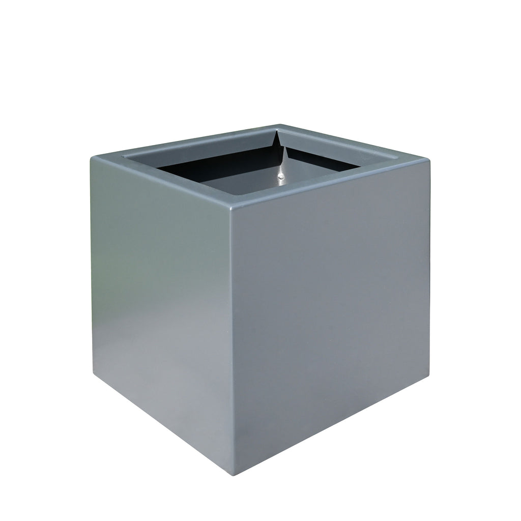 Qudratischer Pflanzkasten Clarus aus Aluminium grau lackiert