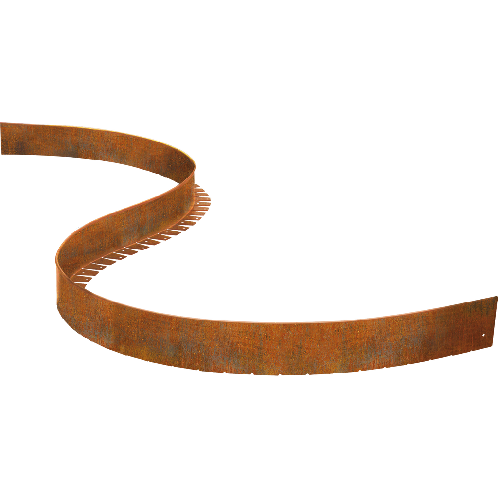 Rasenkante aus Cortenstahl flexibel biegsam für runde Beeteinfassungen