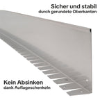 Die flexible Rasenkante ist sicher und stabil durch gerundete Oberkanten, kein Absinken dank Auflageschenkeln