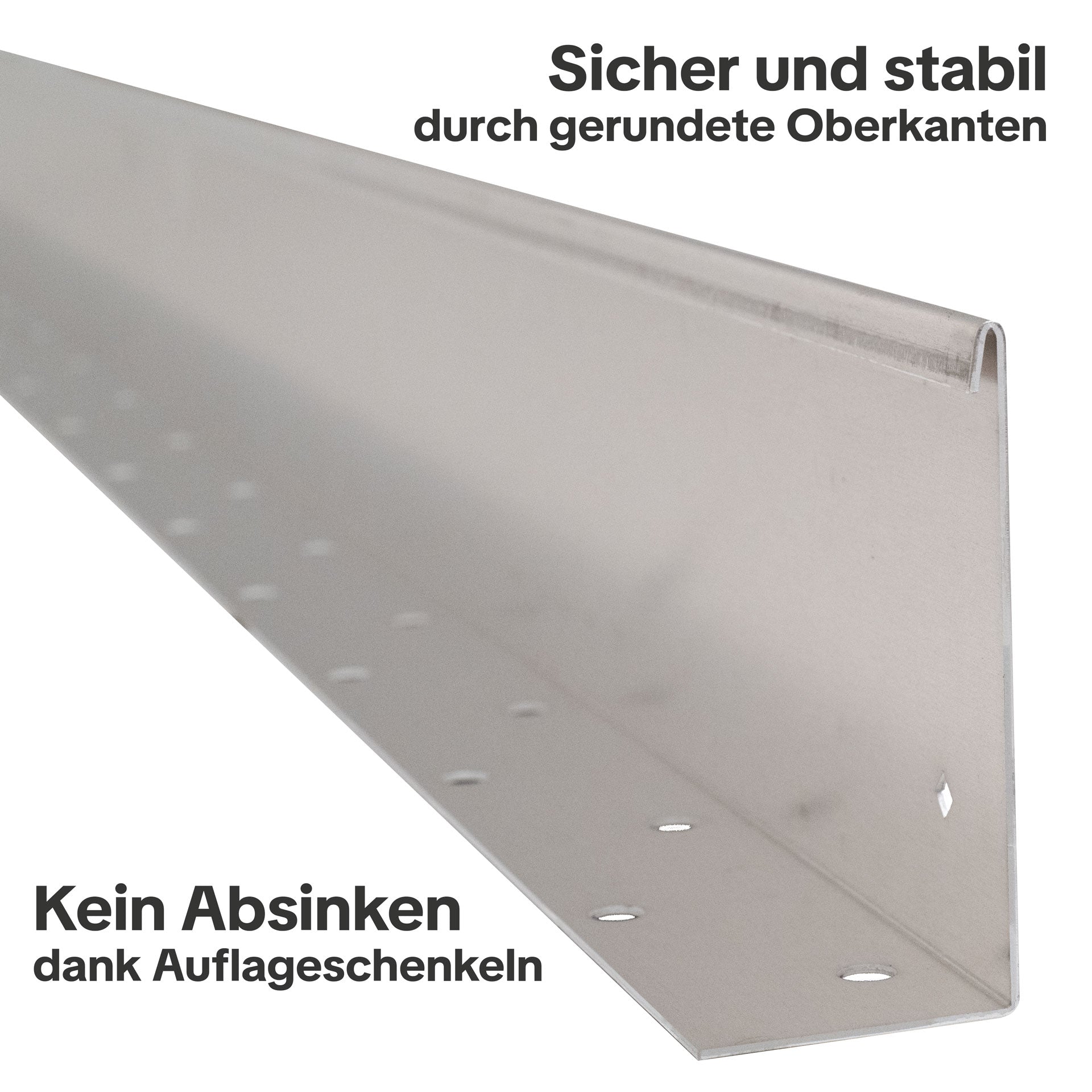 Die gerade Beeteinfassung ist sicher durch abgerundete Oberkanten und sink nicht ab dank Auflageschenkel