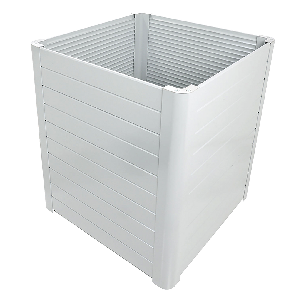 Hellgraues Hochbeet Hanus aus Aluminium mit Wendepaneelen