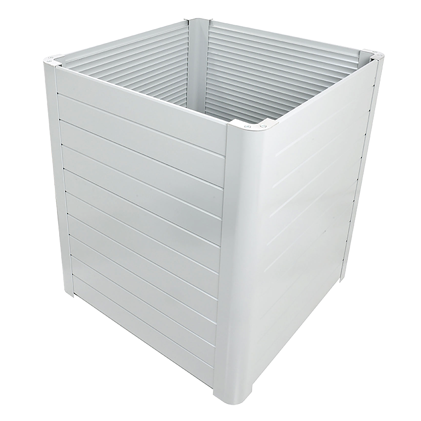 Hellgraues Hochbeet Hanus aus Aluminium mit Wendepaneelen