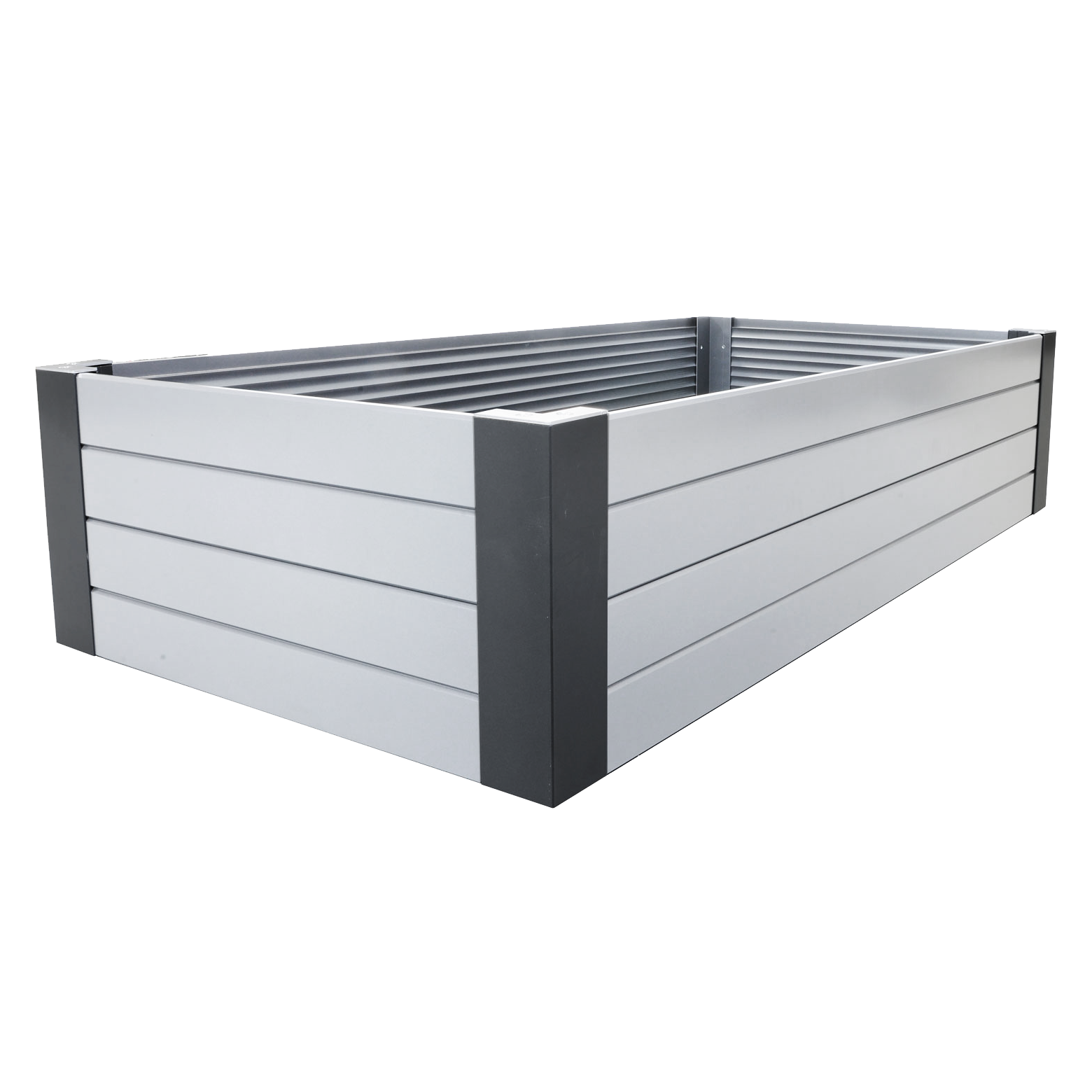 Extra Breites Hochbeet Janus aus Aluminium mit Paneelen zum selbst aufbauen