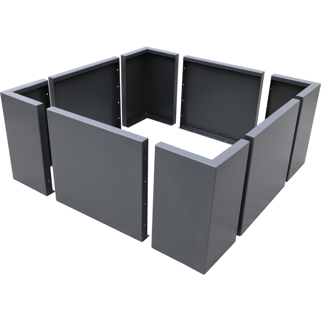 Modulares Hochbeet aus Aluminium in grau als Quadrat konfiguriert
