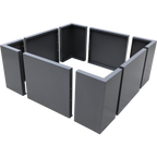 Modulares Hochbeet aus Aluminium in grau als Quadrat konfiguriert