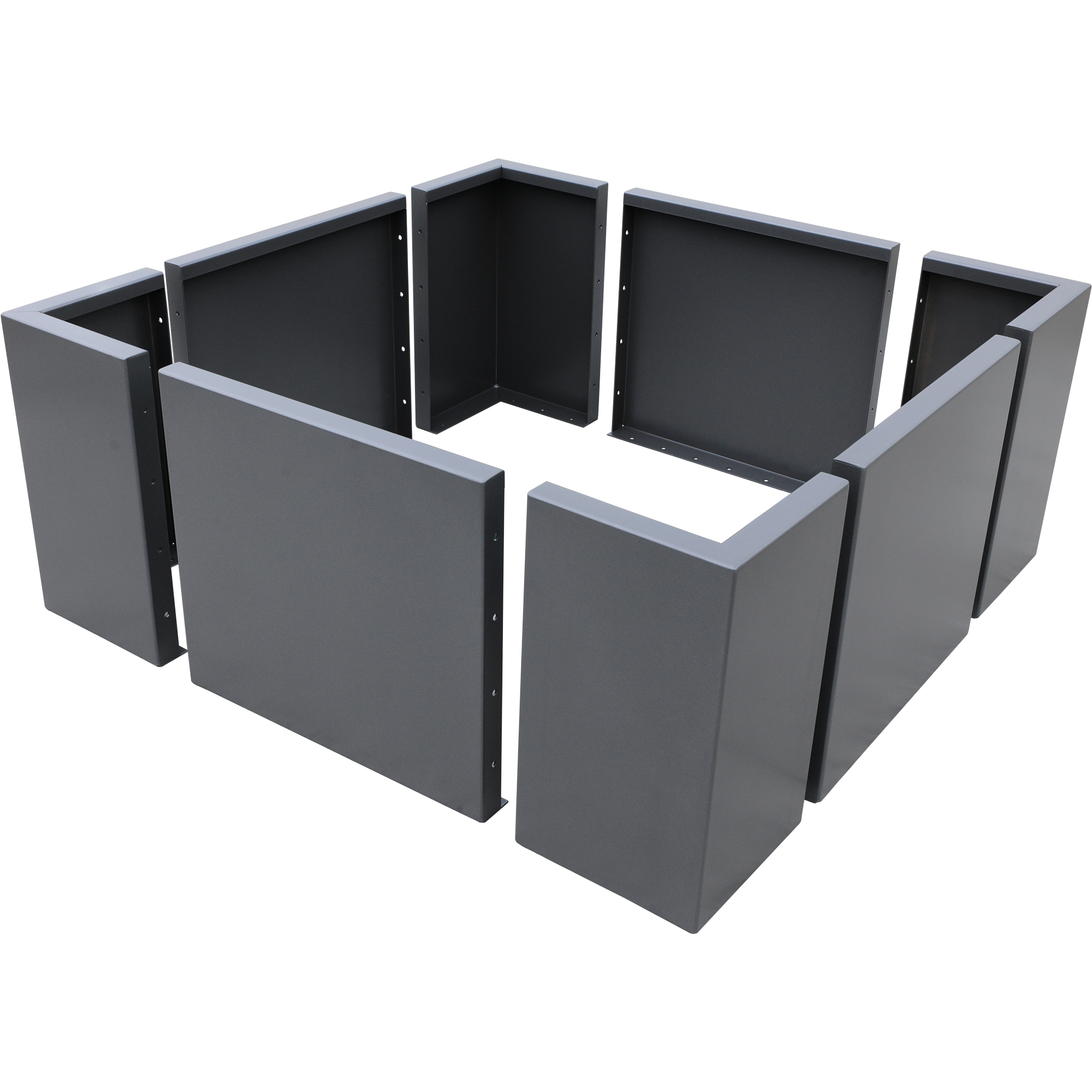 Modulares Hochbeet aus Aluminium in grau als Quadrat konfiguriert