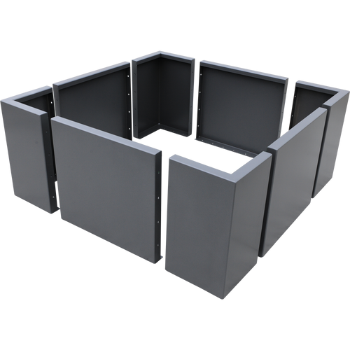 Modulares Hochbeet aus Aluminium in grau als Quadrat konfiguriert