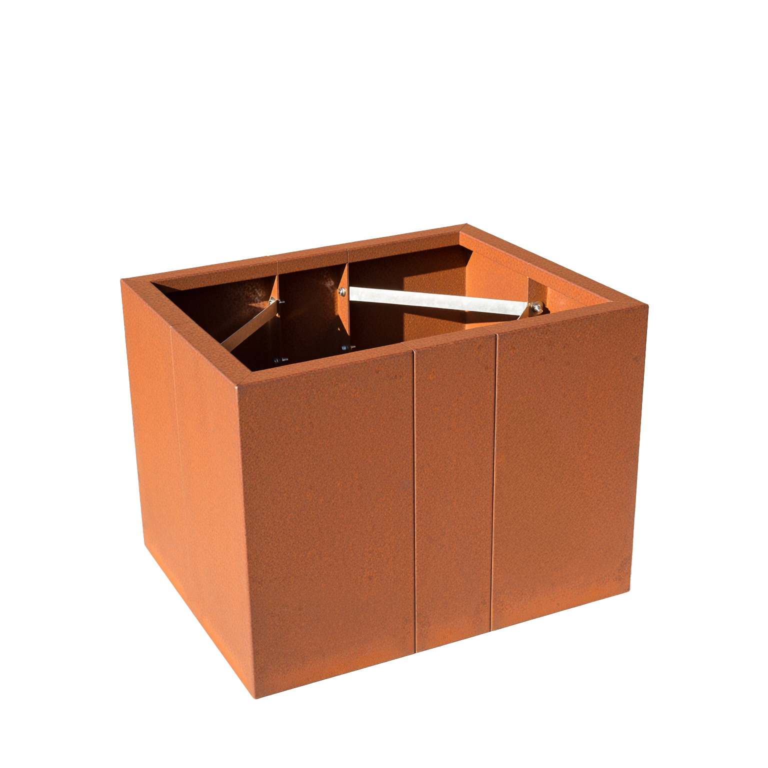 Stabiles Hochbeet aus Cortenstahl mit modularen Paneelen und Zugbändern