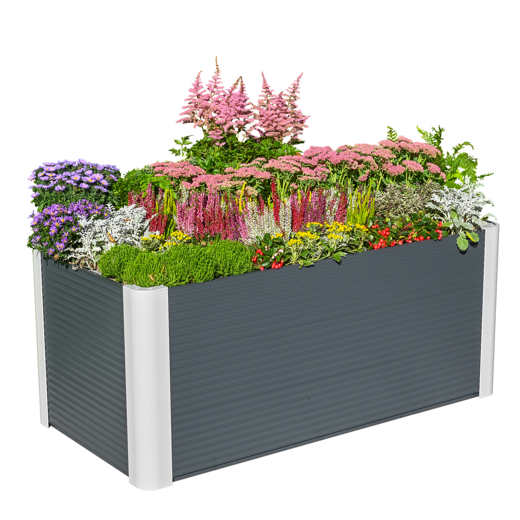 Aluminium Hochbeet Janus mit bunten Blumen