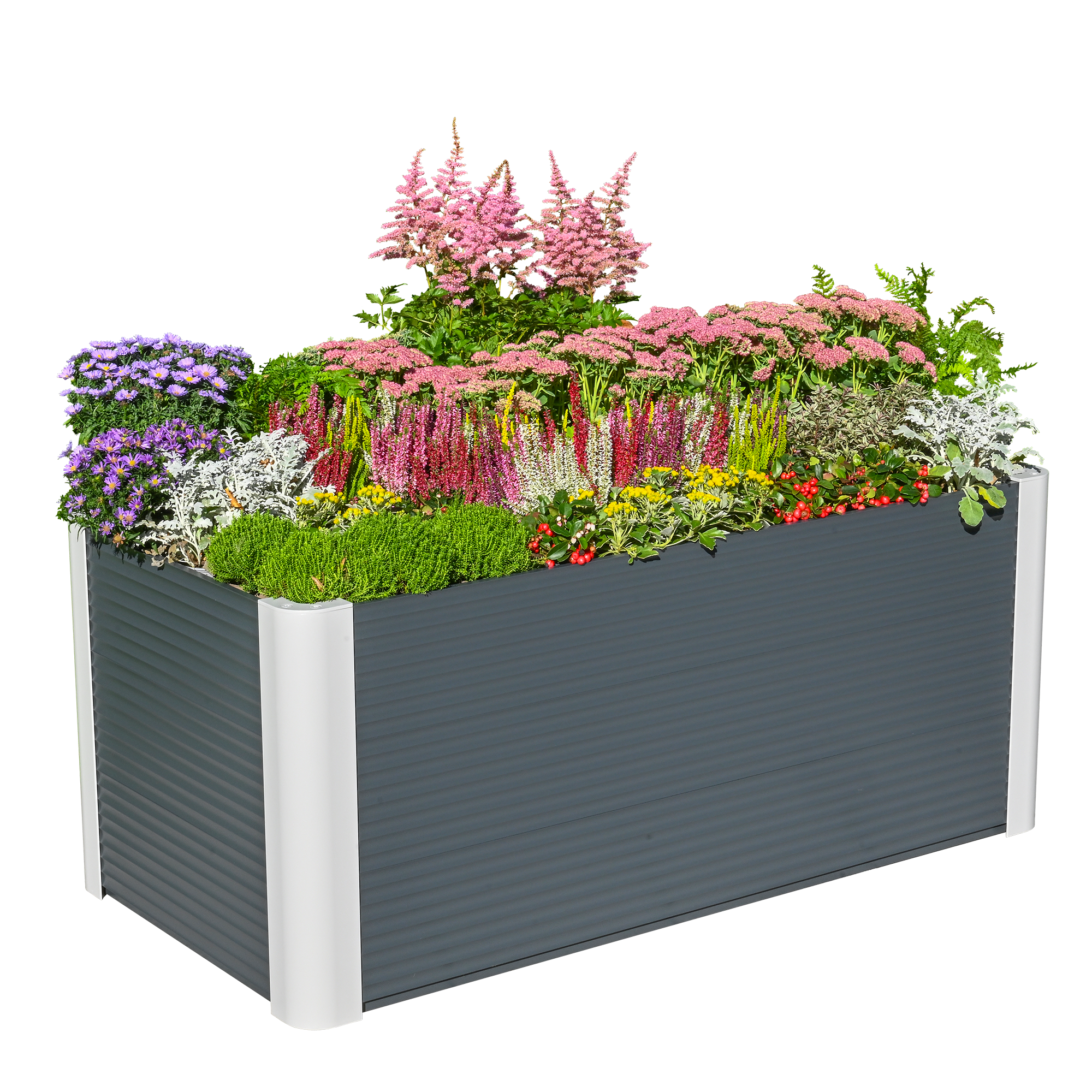 Aluminium Hochbeet Janus mit bunten Blumen