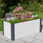 Hochbeet Janus mit Wendepaneelen im Garten mit Blumen