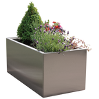 Bepflanzter Pflanzkasten Duplex aus Edelstahl mit entnehmbarem Kübel