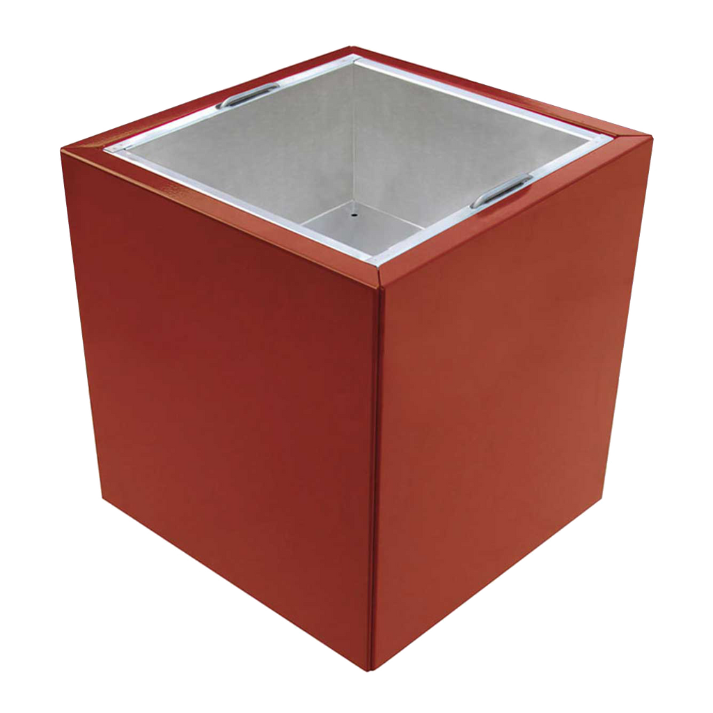Roter Pflanzkasten Duplex aus beschichtetem Aluminium mit versenkbaren Griffen