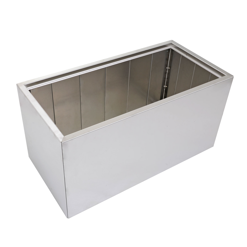 Rechteckiger Pflanzkasten aus Edelstahl mit doppelwandigen Paneelen zur Isolation