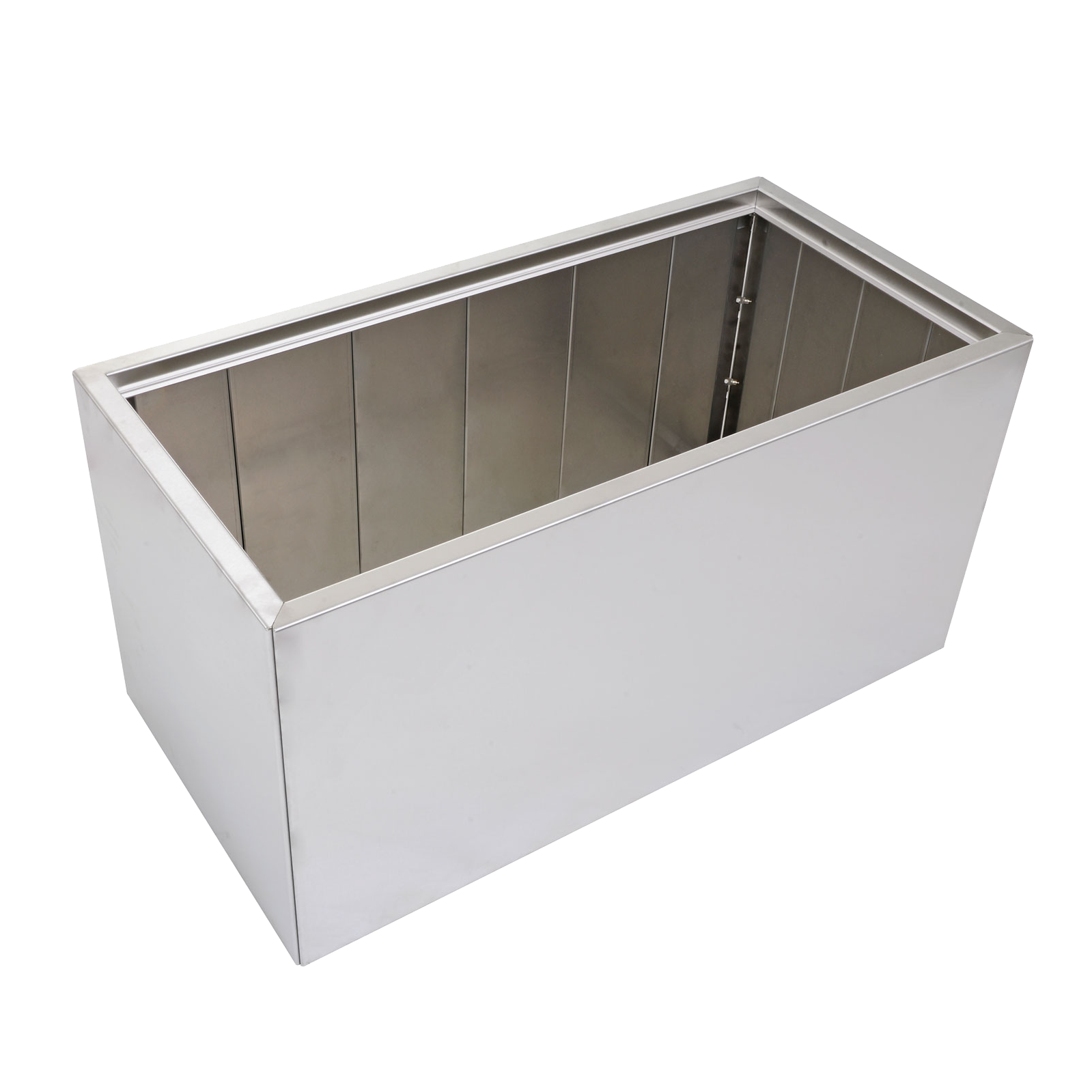 Rechteckiger Pflanzkasten aus Edelstahl mit doppelwandigen Paneelen zur Isolation
