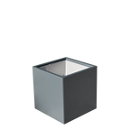 Grauer Aluminium Pflanzkasten Duplex mit entnehmbarem Trog und versenkbaren Henkeln