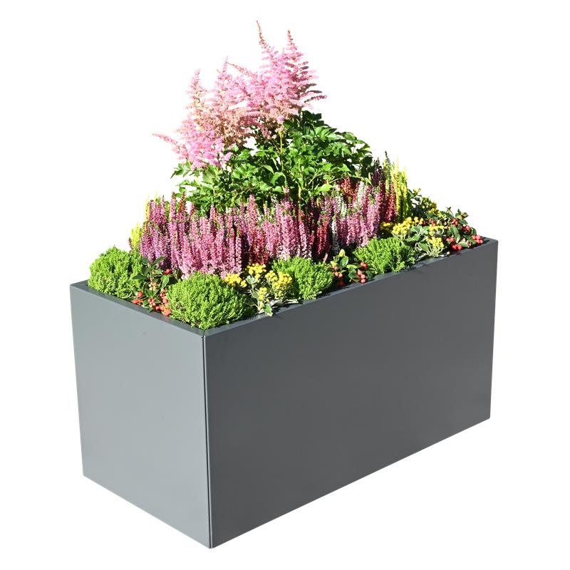 Rechteckiger Pflanzkasten Duplex Max aus pulverbeschichtetem Aluminium mit doppelwandiger Isolierung