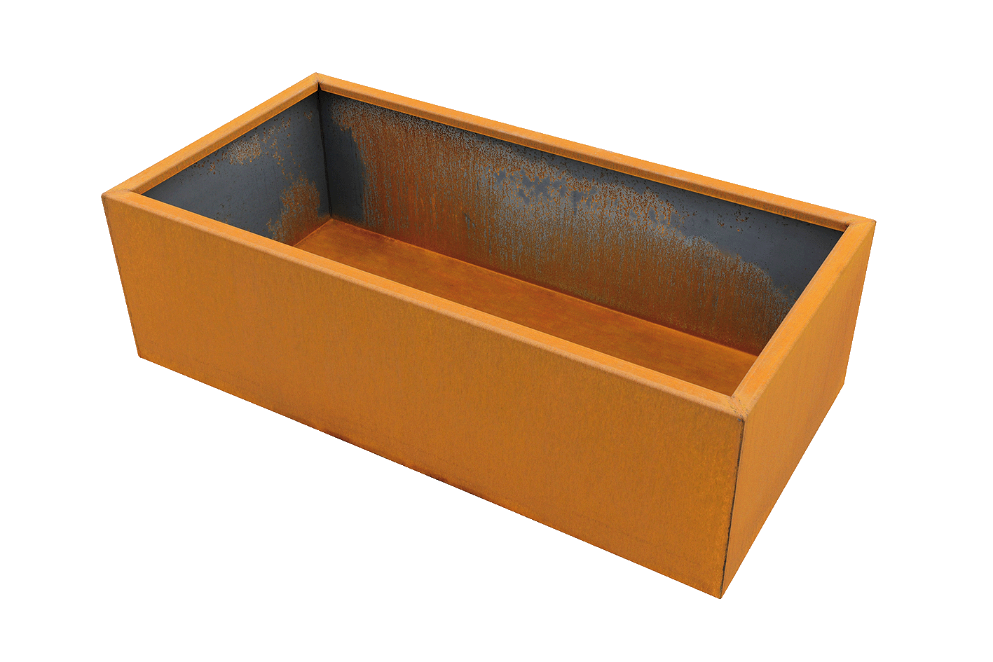 Rechteckiger Cortenstahl Pflanzkübel Clarus nahtlos verschweißt