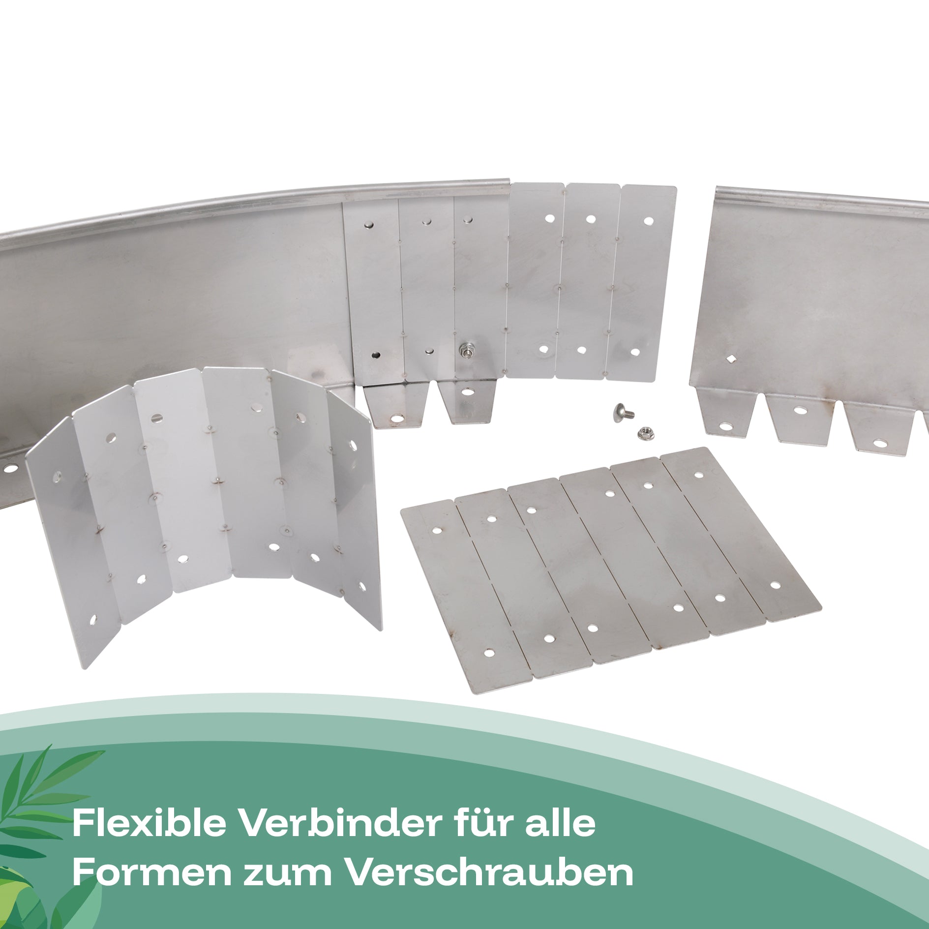 Flexible Verbinder aus Metall werden verschraubt und können sich zu allen Formen biegen lassen.