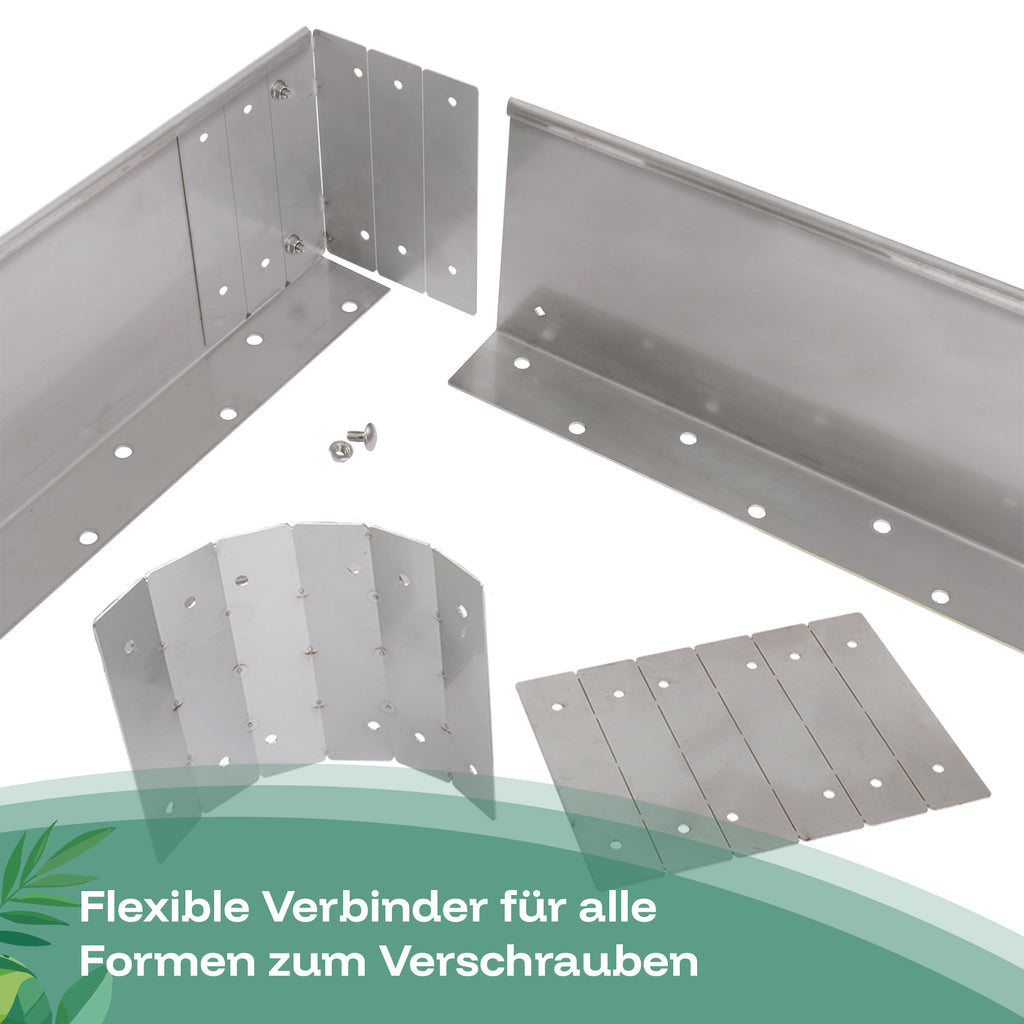Die flexiblen Verbinder aus Metall werden sicher verschraubt und lassen sich zu allen Formen biegen.