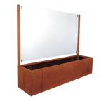 Bepflanzbarer Sichtschutz Modular Ventus aus Cortenstahl mit Milchglas aussen zum bepflanzen von einer Seite