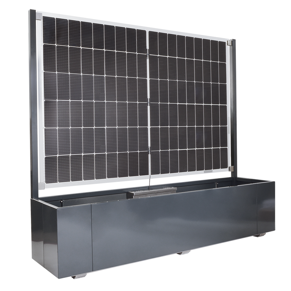 Sichtschutz Pflanzkasten mit Solarpanel Modular Sol (Aluminium)