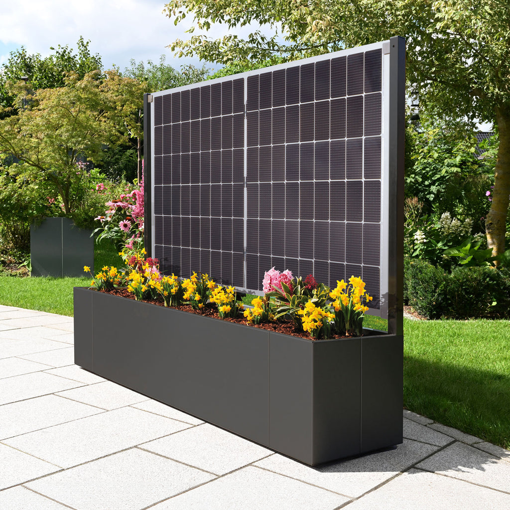 Sichtschutz Pflanzkasten mit Solarpanel Modular Sol (Aluminium)