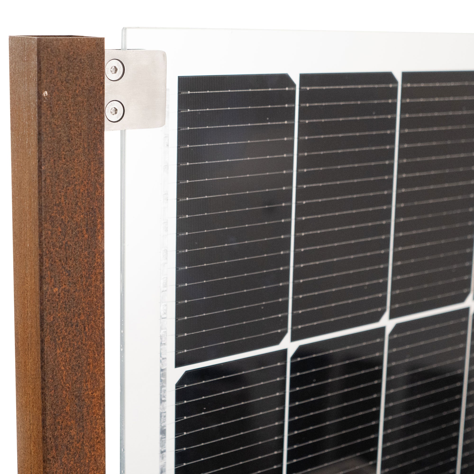 Sichtschutz Pflanzkasten mit Solarpanel Modular Sol (Cortenstahl)