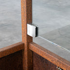 Sichtschutz Pflanzkasten Ventus mit Glaswand seitlich (Cortenstahl)