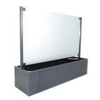 Pflanzkasten Ventus aus Aluminium grau lackiert mit mittiger Glasscheibe als Sichtschutz zum bepflanzen von vorne und hinten