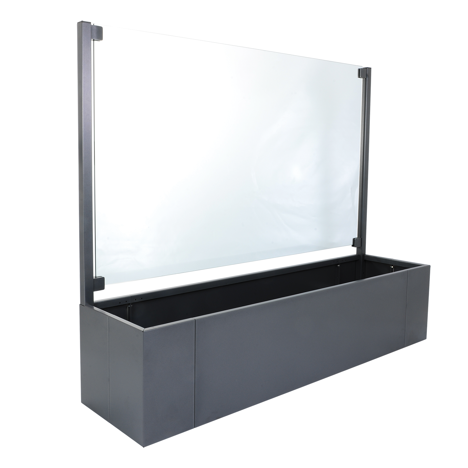 Sichtschutz Pflanzkasten Ventus aus Aluminium grau lackiert mit Windschutz außen