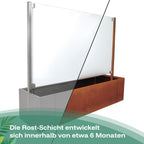 Das Cortenstahl entwickelt in etwa von 6 Monaten bei dem Sichtschutz-Pflanzmetall die Rostschicht.