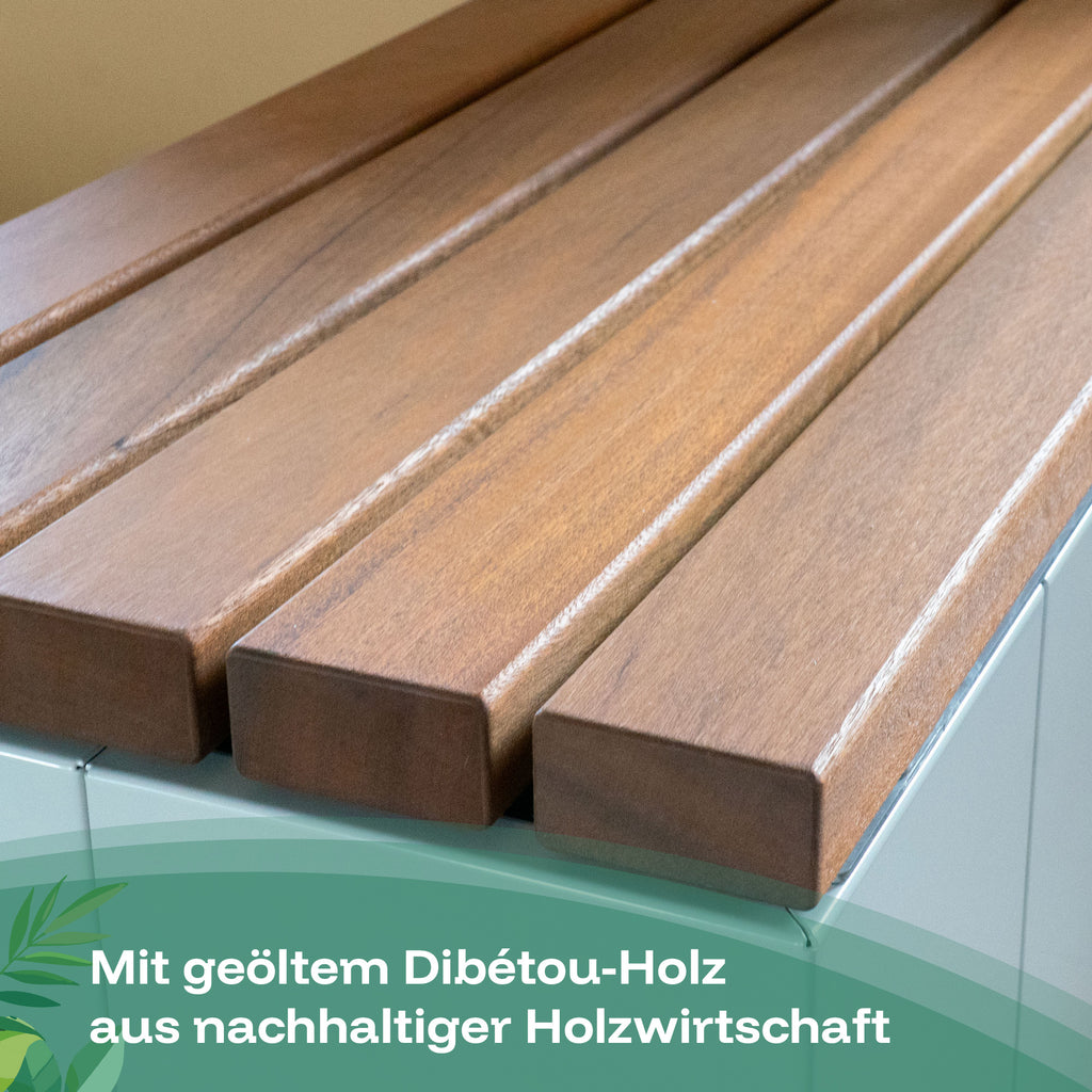 Sichtschutz-Sitzbank mit geöltem DB2-Holz aus nachhaltiger Holzwirtschaft