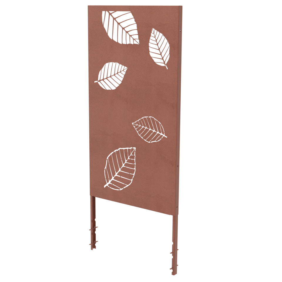 Sichtschutz Paneel mit Betonanker mit ausgestanztem Blattmuster Folia