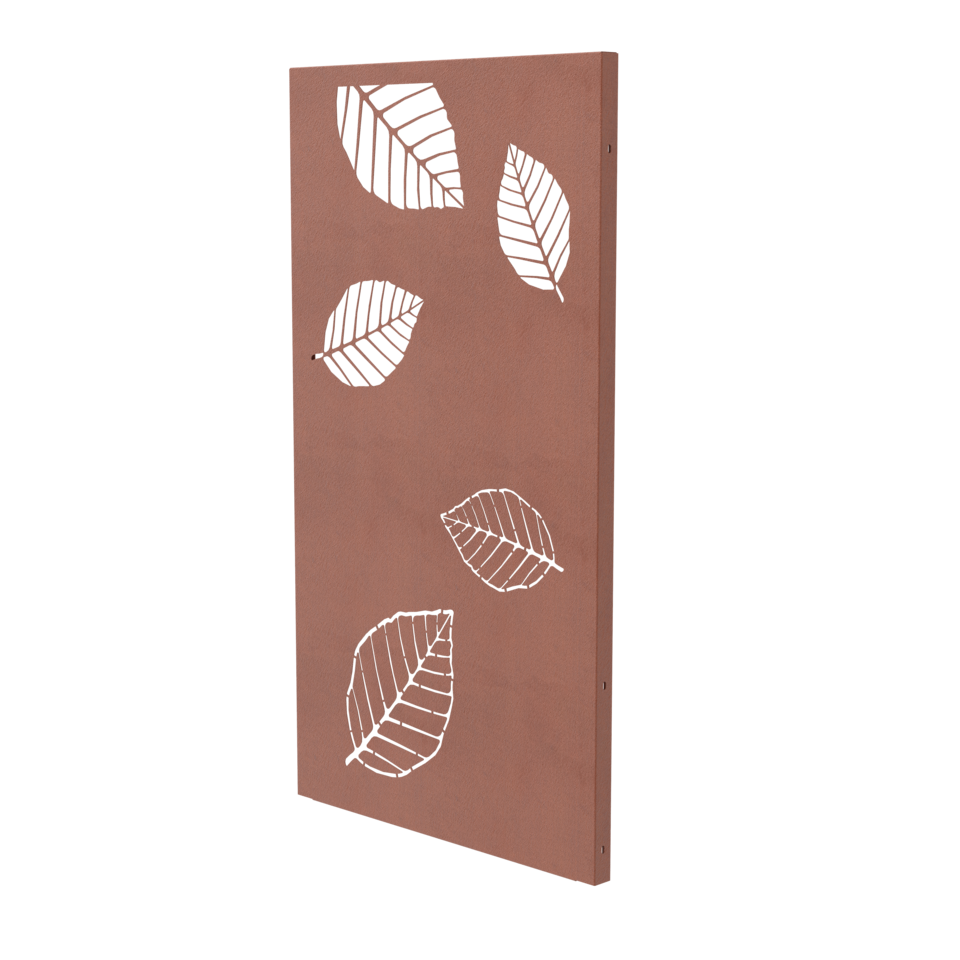 Sichtschutz Paneel mit Blattmuster Folia aus Cortenstahl