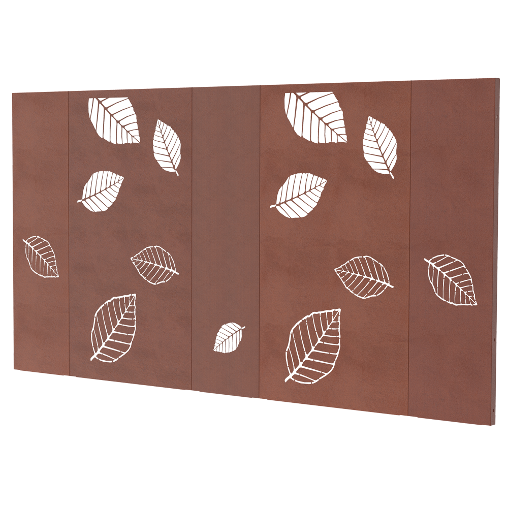 Sichtschutzwand mit mehreren Panellen im Blattmuster Folia