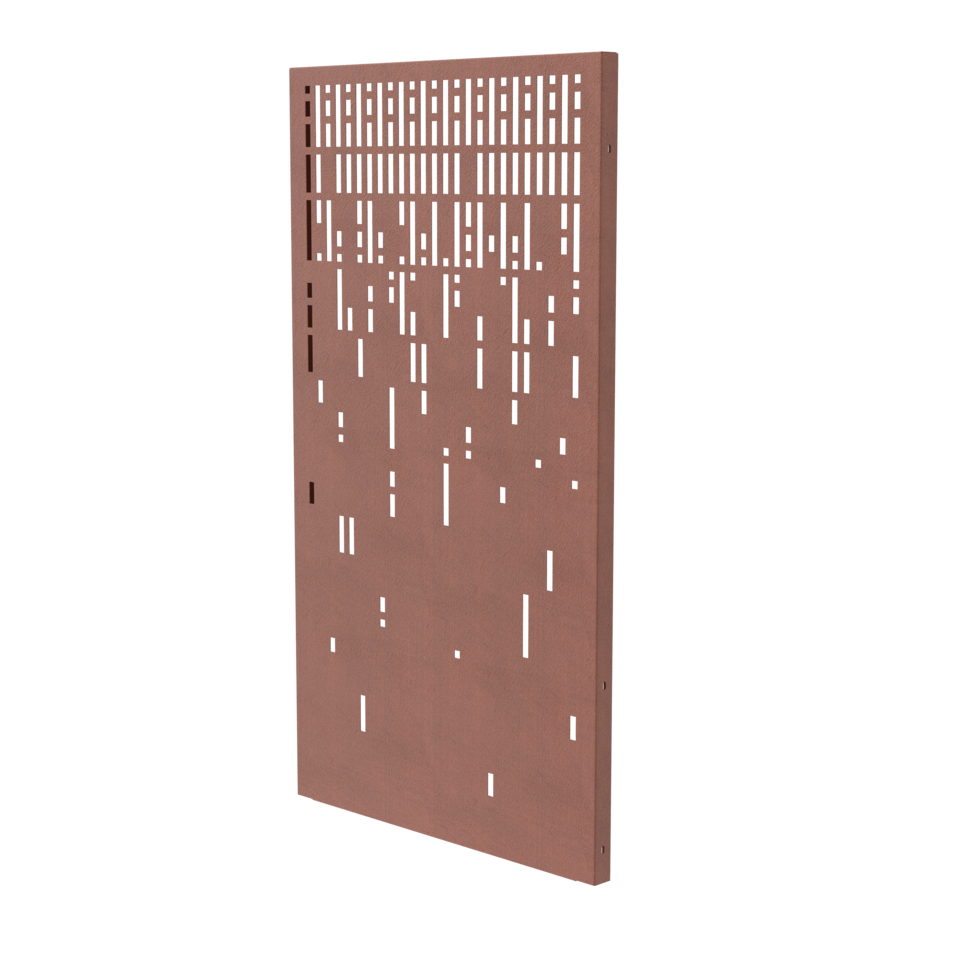 Corten Sichtschutzwand halb durchlässig mit gelasertem Muster Ritmo