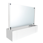 Weißer Pflanzkasten Ventus aus Aluminium mit Sichtschutz Glas mittig zum beidseitigen befüllen