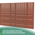 Der Sichtschutzzaun Staccato wird verschraubt, um breite Sichtschutzwände zu erstellen.