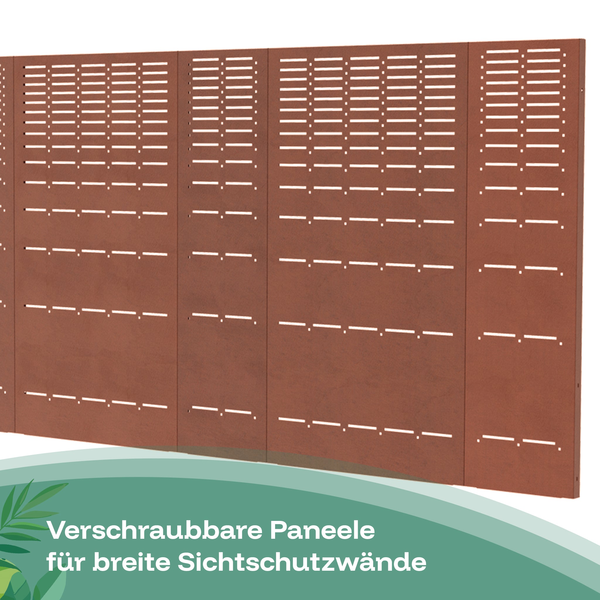 Der Sichtschutzzaun Staccato wird verschraubt, um breite Sichtschutzwände zu erstellen.