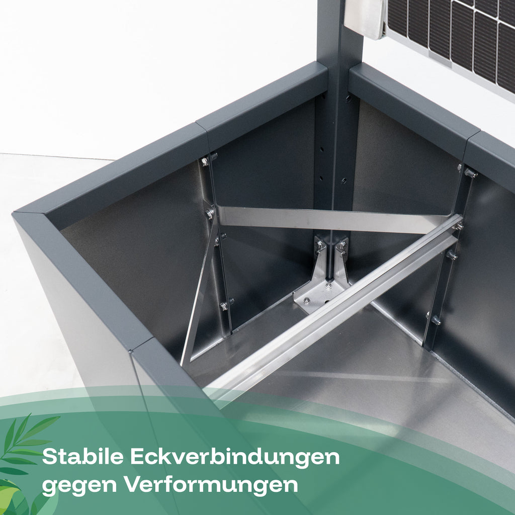 Langlebiger Solar-Pflanzkasten mit stabilen Eckverbindungen gegen Verformungen