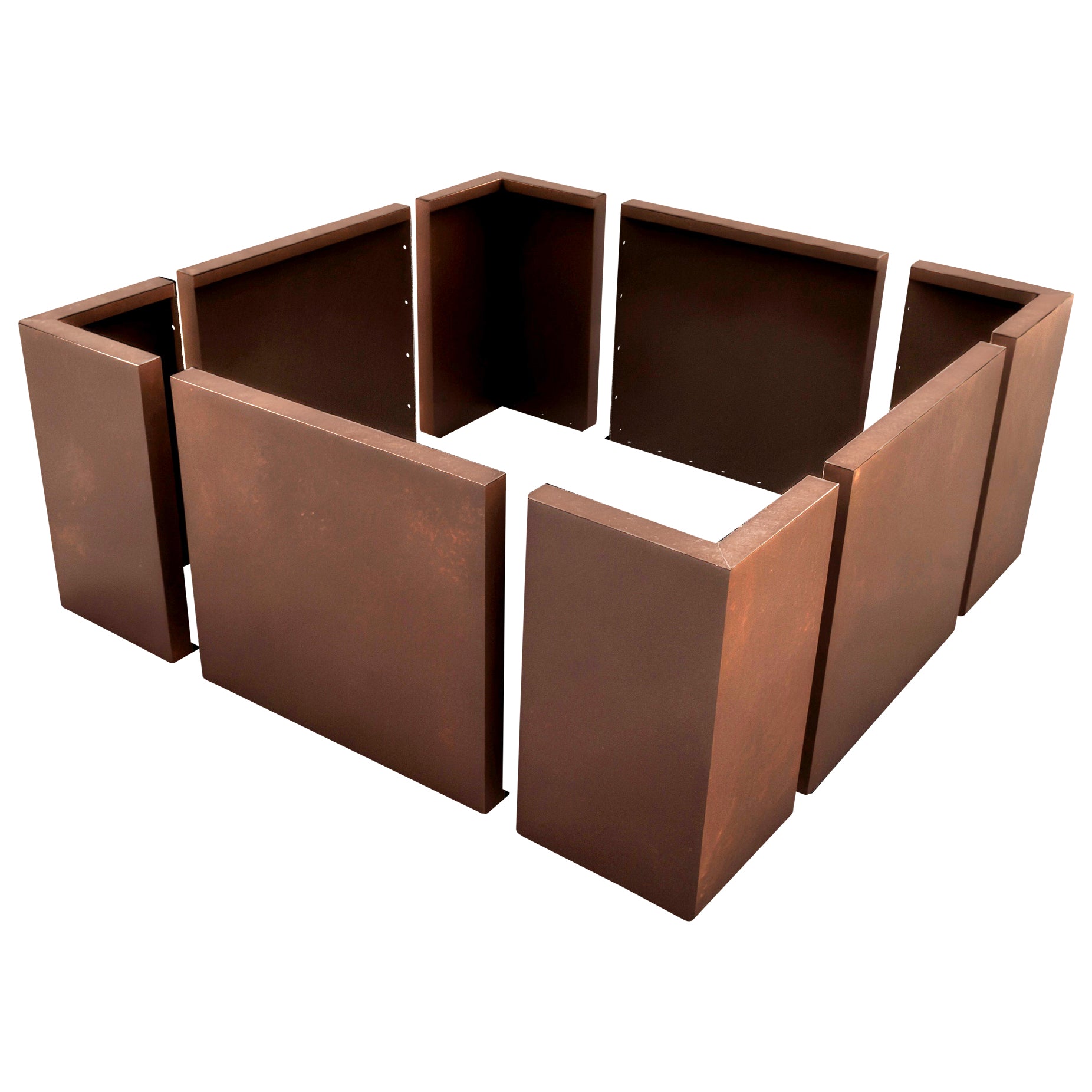 Hochbeet Modular Paneele aus Cortenstahl als Quadrat aufgestellt