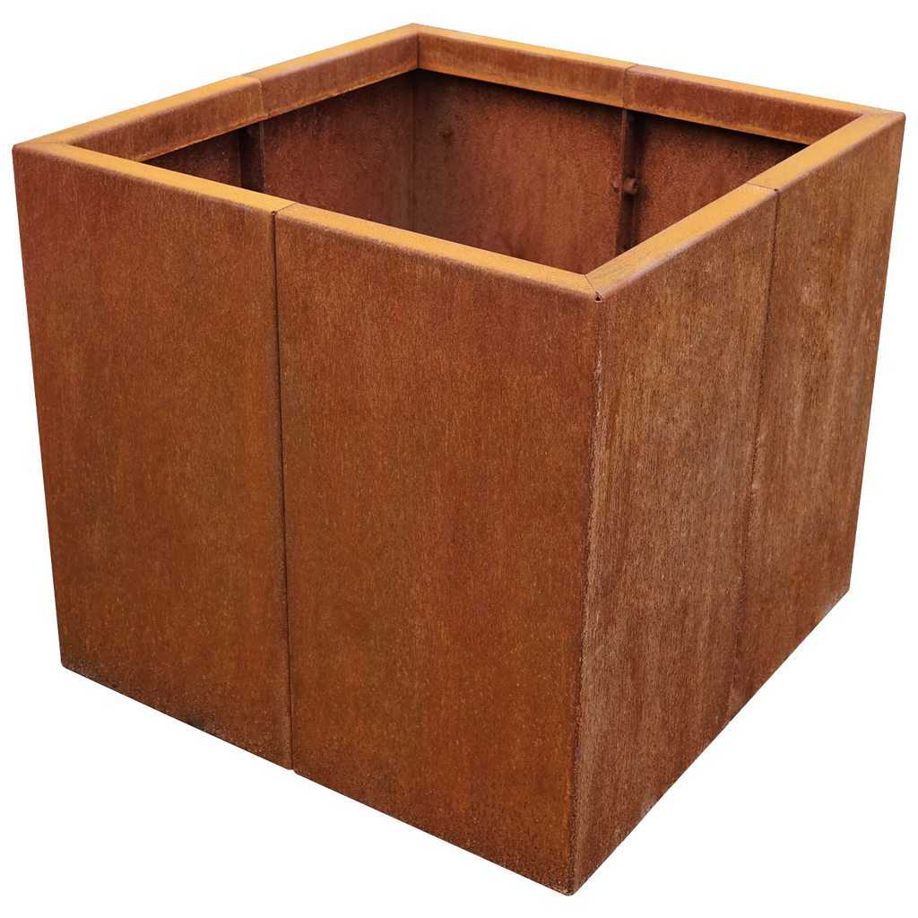 Quadratischer Pflanzkasten Modular klein aus Cortenstahl mit Edelrost