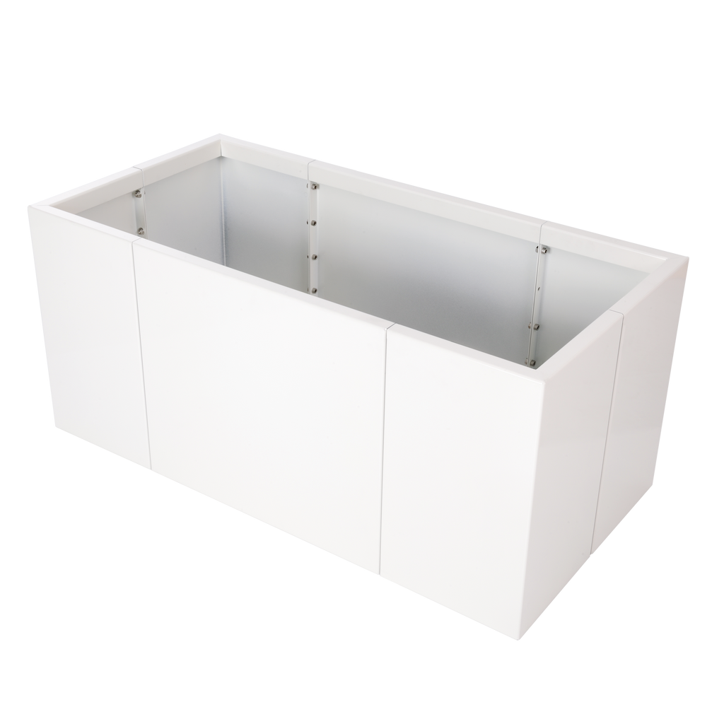 Modularer rechteckiger Pflanzkasten aus Aluminium in weiß 