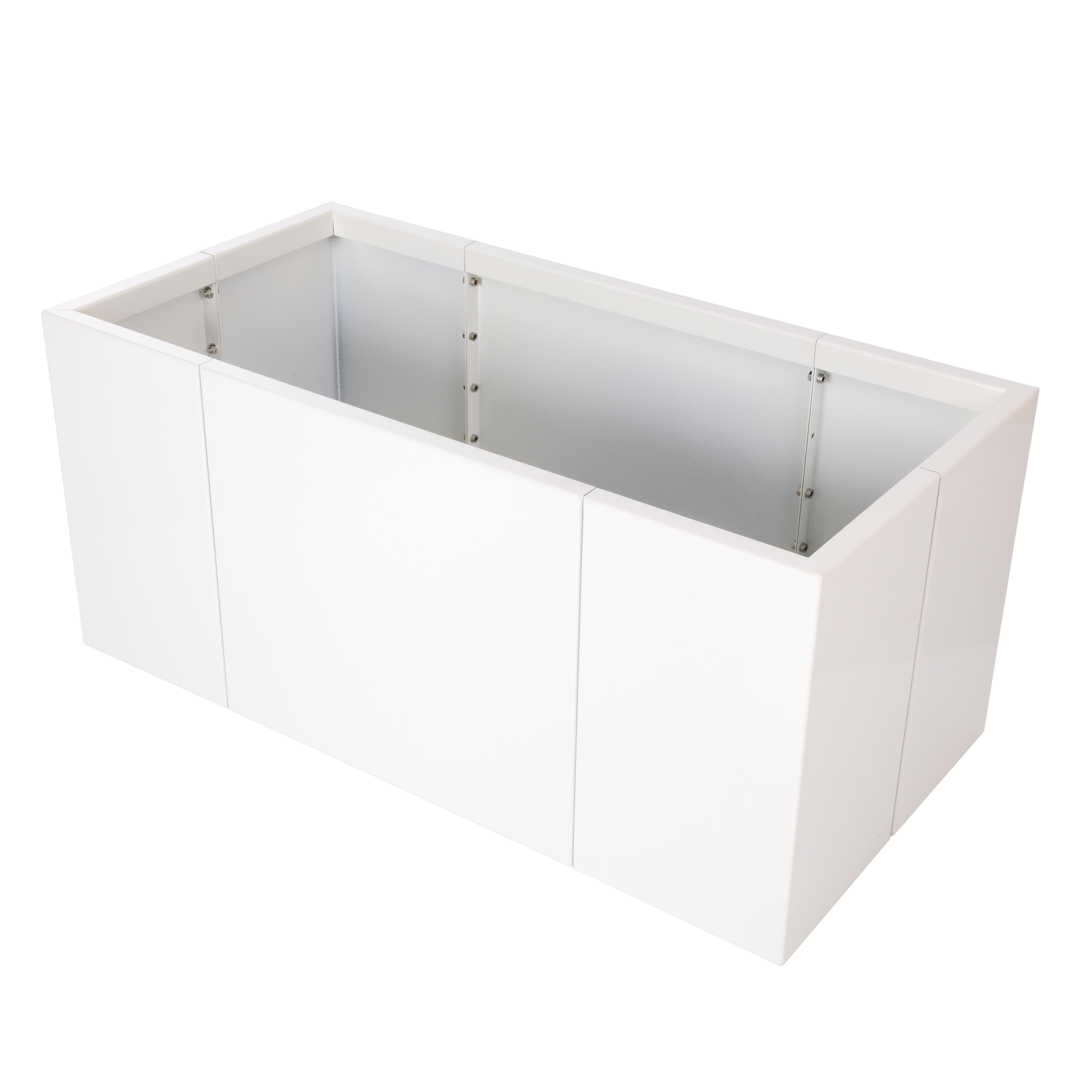 Modularer rechteckiger Pflanzkasten aus Aluminium in weiß 