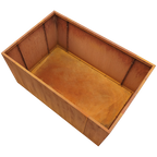 Rechteckiger Pflanzkasten aus Cortenstahl von innen mit Edelrost