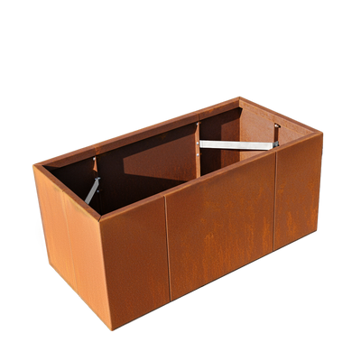 Unbepflanzter Pflanzkasten Modular aus Cortenstahl mit Zugbändern
