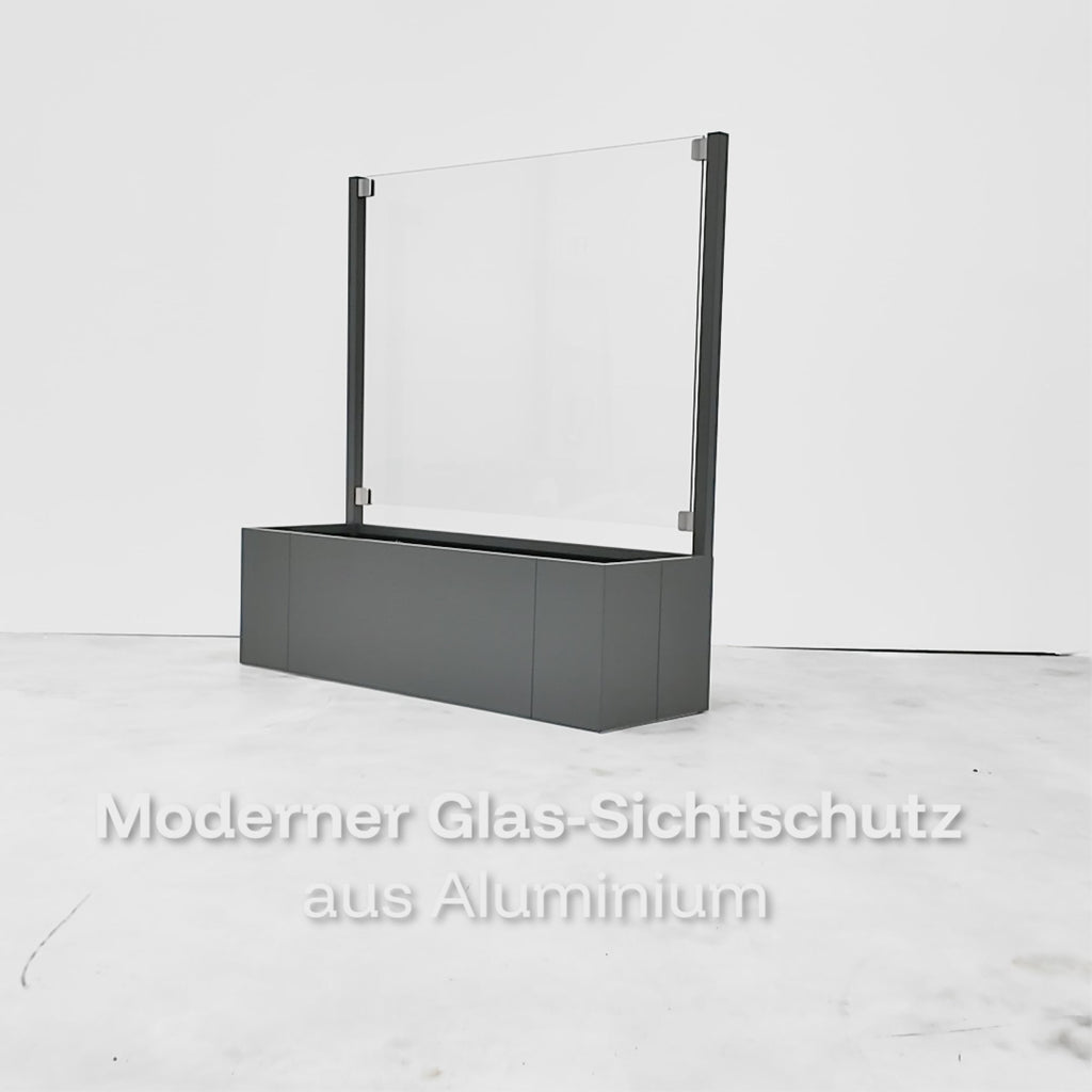 Moderna Glas-Sichtschutz aus Aluminium. Produktvideo aus der Produktion direkt vom Hersteller aus Deutschland
