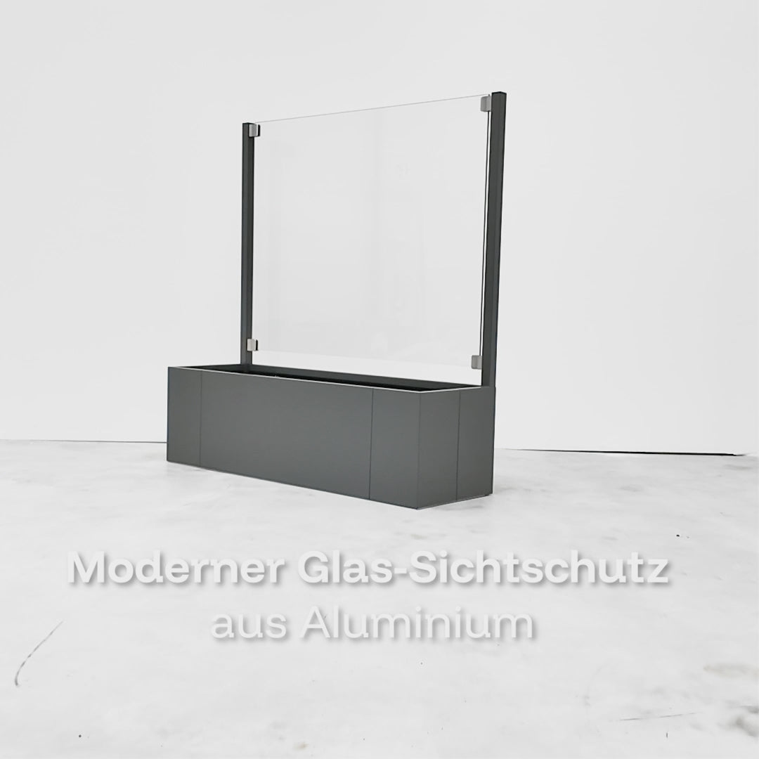 Moderna Glas-Sichtschutz aus Aluminium. Produktvideo aus der Produktion direkt vom Hersteller aus Deutschland