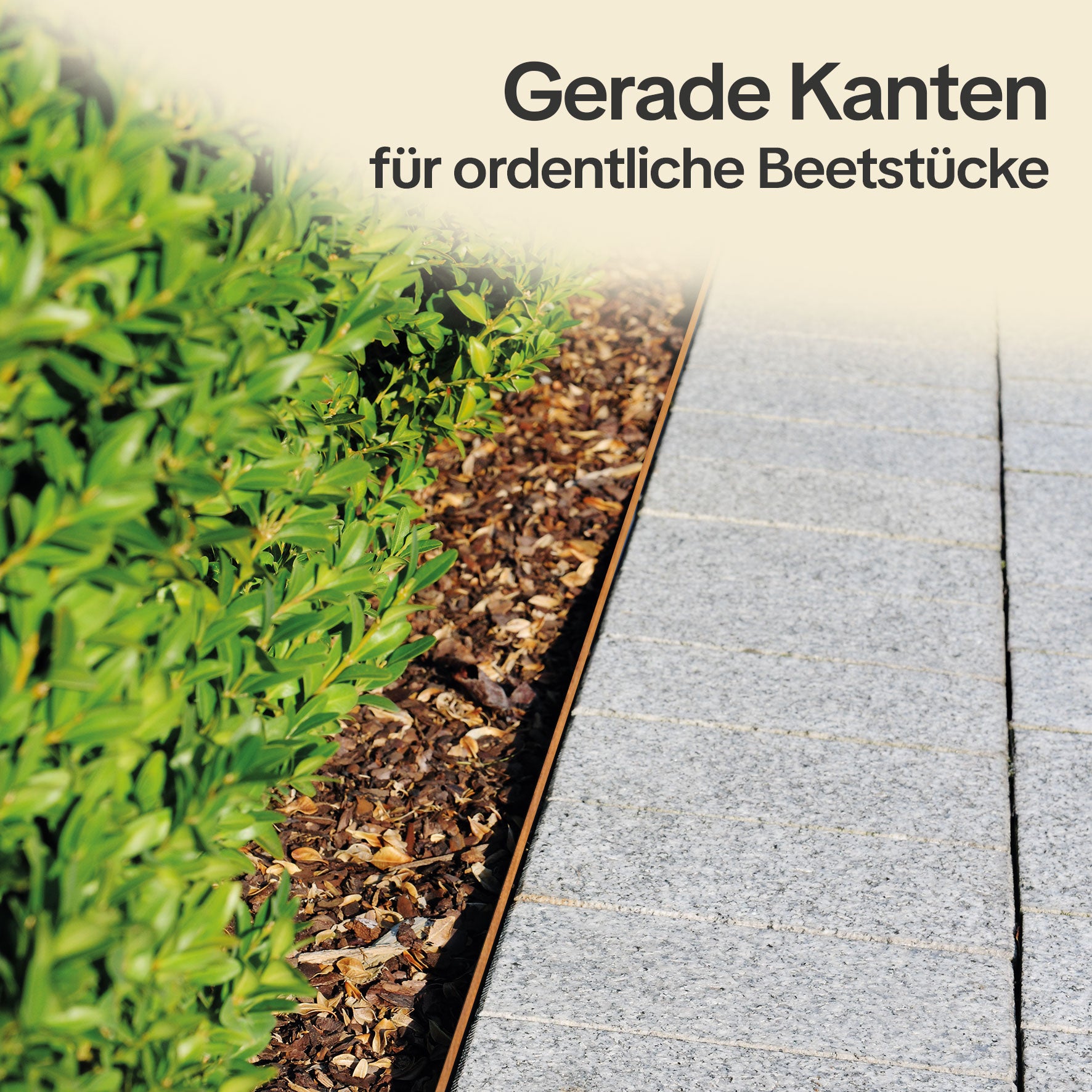 Die Rasenkanten aus Cortenstahl sorgen für gerade Kanten und ordentlich Beetstücke an der Terrasse und im Garten
